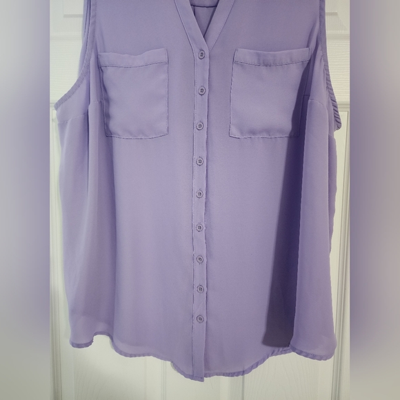 SOLD EUC Torrid Harper Lilac Blouse sz 3 - Picture 5 of 6